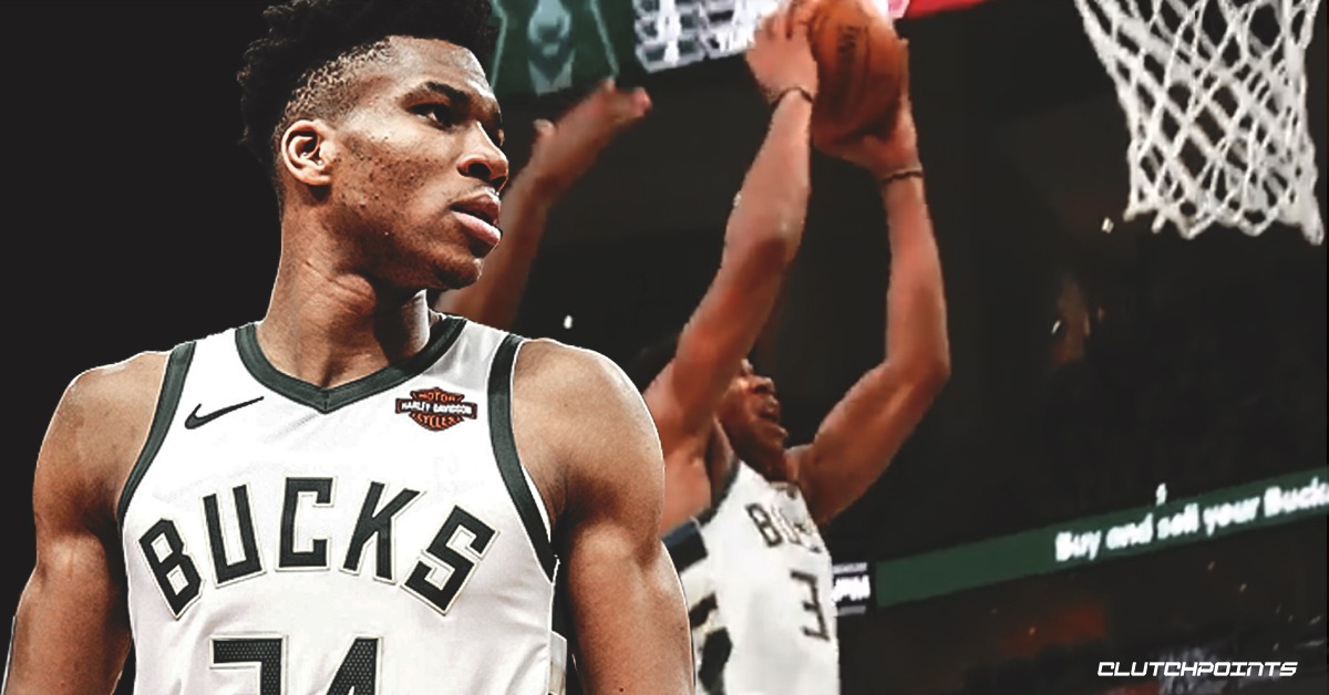 Giannis Antetokounmpo euro steps his way to a massive dunk